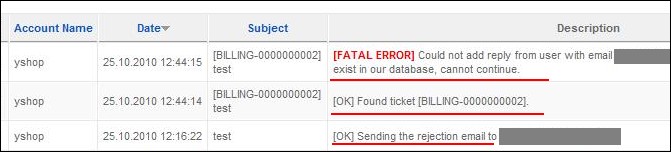 RSTickets!Pro Cron Email Parser activity log